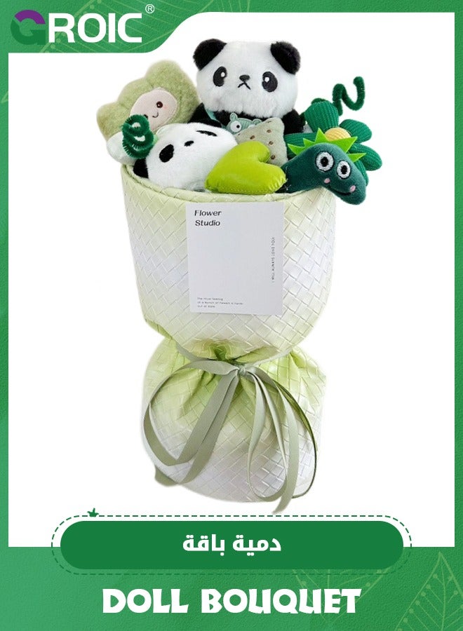 GROIC Panda Bouquet Doll, Handmade Cute Bear Bouquet Plush Toys, Animal Soft Stuffed Bouquet Toy, Flower Bouquet Dolls Gift for, Birthday, Bridal Shower, Graduation - Image 1