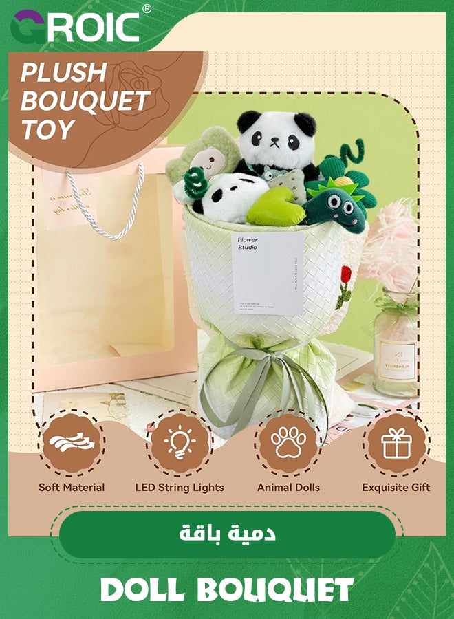 GROIC Panda Bouquet Doll, Handmade Cute Bear Bouquet Plush Toys, Animal Soft Stuffed Bouquet Toy, Flower Bouquet Dolls Gift for, Birthday, Bridal Shower, Graduation - Image 2