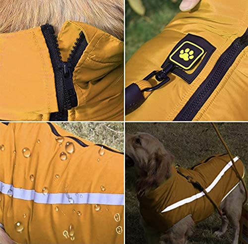 KUTKUT Windproof Warm Dog Winter Jacket, Reflective Cold Weather Coat | Waterproof Polar Fleece Lining Wind Breaker with Leash Hole Pet Warm Clothing. (Yellow, Size: 5XL, Chest: 78cm),1 Count - Image 3