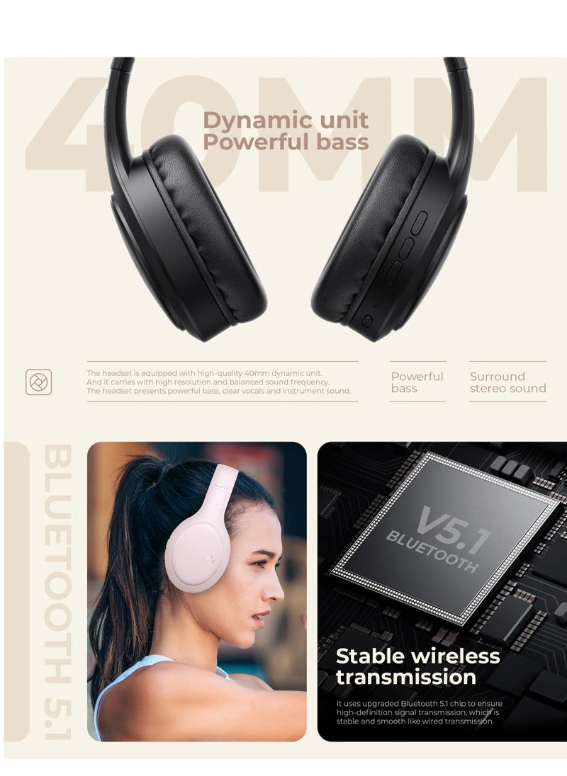 havit - Over-Ear Wireless Headset, Bluetooth Headphone, 40mm Dynamic Drivers for Powerful Bass, Stereo Sound Quality, Foldable Design, 22-Hours Battery Life, and Aux Wired Option for Versatile Listening and Extended Audio Experience- Blue - Image 1