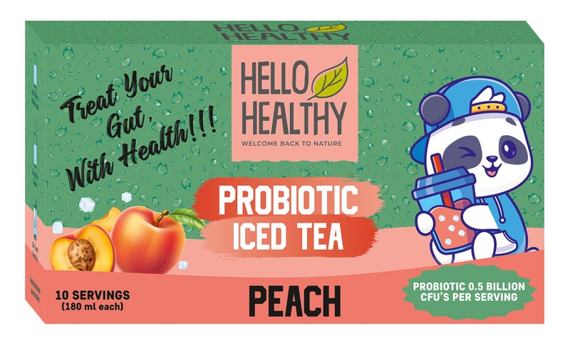 Hello Healthy شاي مثلج صحي بنكهة الخوخ والليمون عبوة من 2 مجموعة (20 كيس) صندوق | مشروب صيفي | مسحوق شاي مثلج | جاهز للشرب | مشروب فوري | مشروب منعش | بدون مكونات صناعية - Image 5