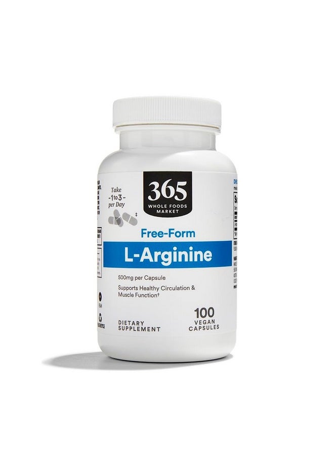 365 by Whole Foods Market Whole Foods Market, L Arginine 500Mg 100 Veggie Caps  - Image 1