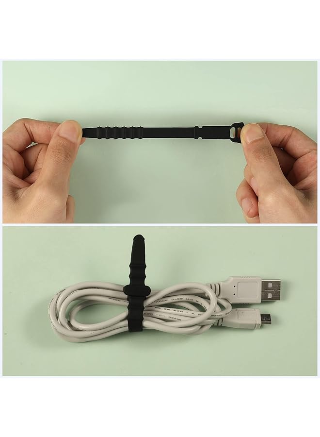 erorex 20 Pcs Silicone Cable Ties Reusable Cable Ties Cable Organizer Multi Purpose Plastic Tie Wraps Under Desk Charging For Cables Headphones Home Office Accessories - Image 3