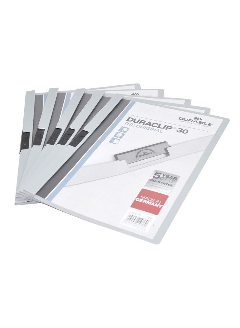Durable Plastic Duraclip File A4 Size, Grey Colour, 25-Pieces - DUPG2200-10 - Image 1