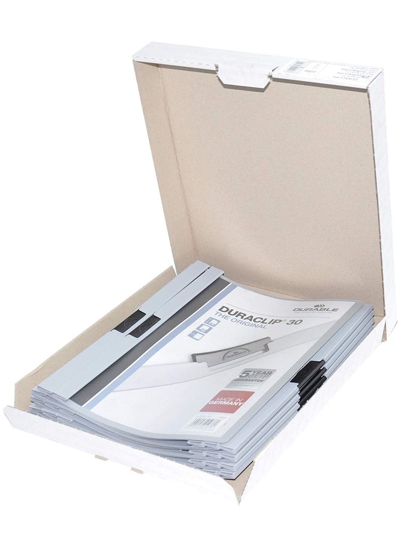 Durable Plastic Duraclip File A4 Size, Grey Colour, 25-Pieces - DUPG2200-10 - Image 3