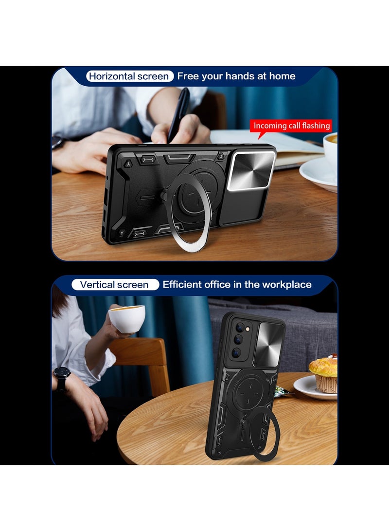 جراب حمايه مقاوم للصدمات وحمايه للكاميرا مزود بدبله معدنيه سي دي متوافق مع Samsung Galaxy S20 FE (اسود) - Image 3