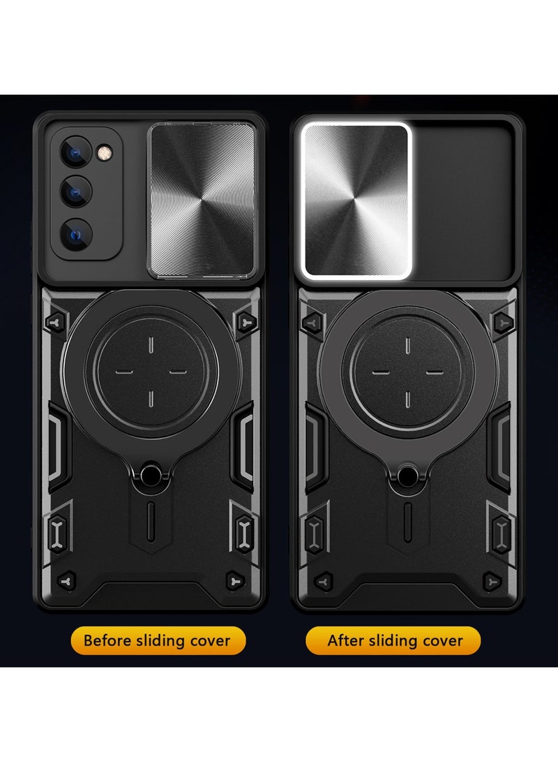 جراب حمايه مقاوم للصدمات وحمايه للكاميرا مزود بدبله معدنيه سي دي متوافق مع Samsung Galaxy S20 FE (اسود) - Image 4