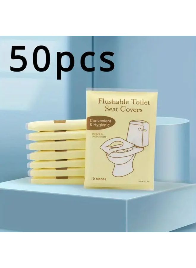 10pcs Flushable Toilet Seat Covers Paper For Travel And Public Restrooms - Image 1