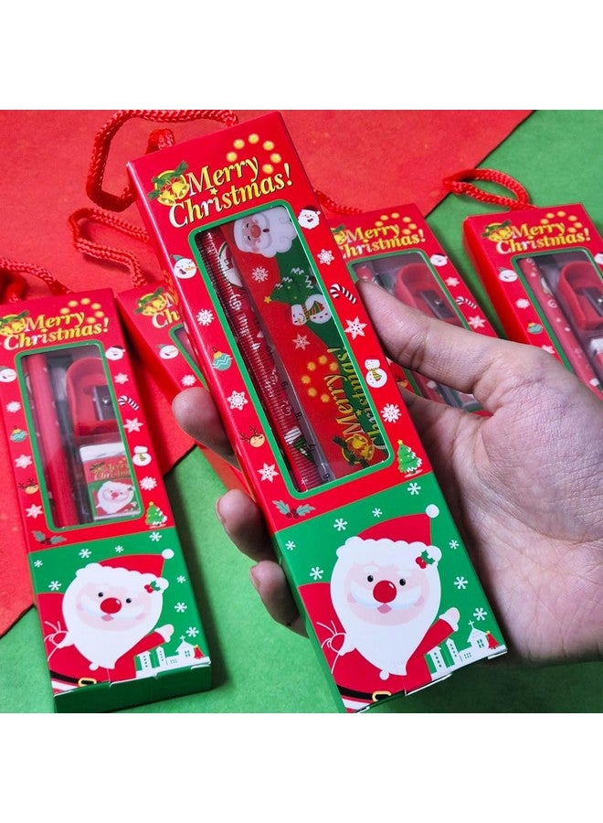 بارتيت مجموعة هدايا القرطاسية لعيد الميلاد المجيد من بارتيت، قلمان رصاص، ممحاة، مبراة، ميزان للأطفال، هدايا إرجاع القرطاسية للأطفال - هدايا عيد الميلاد للأطفال (عبوة من 6 قطع) - Image 4