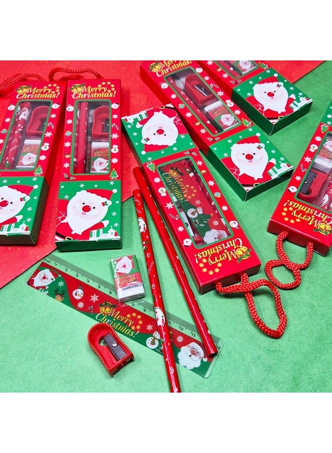 بارتيت مجموعة هدايا القرطاسية لعيد الميلاد المجيد من بارتيت، قلمان رصاص، ممحاة، مبراة، ميزان للأطفال، هدايا إرجاع القرطاسية للأطفال - هدايا عيد الميلاد للأطفال (عبوة من 6 قطع) - Image 5