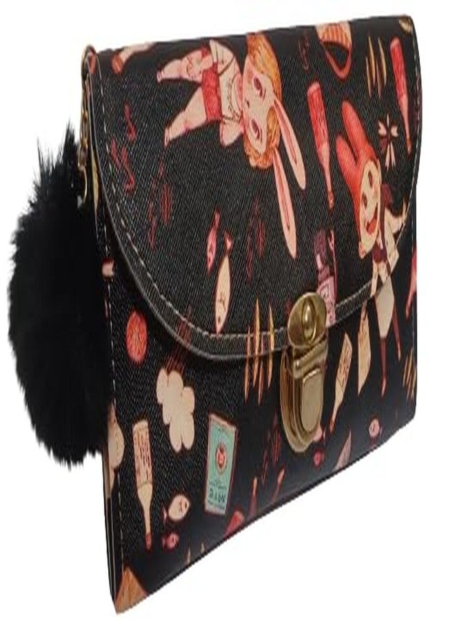 Mobile Wallet | Hand Purse for Women/Girls |Girls' Stylish PU Leather Wallet with Tassel, Zipper Pocket, Multi-Slots, Dark Brown Pattern Design (Black) - Image 5