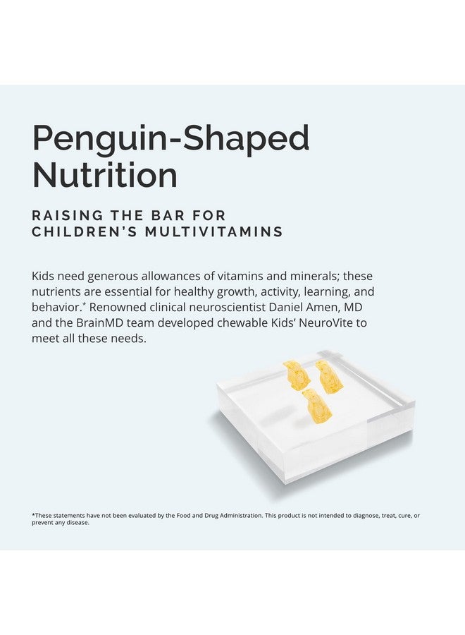 برينمد BRAINMD Dr Amen Kids' NeuroVite, Orange Flavor - 120 قرصًا مضغوطًا على شكل بطريق - مكمل متعدد الفيتامينات والمعادن - يعزز النمو والتطور الصحي - خالٍ من الجلوتين - 60 وجبة - Image 3