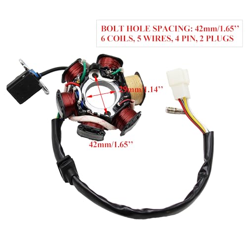 PRO BAT 6 Coils 5 Wires Stator Magneto ATV Magneto Stator Plate with Male Plug for 50cc 70cc 90cc 110cc 125cc Engine Chinese Scooter Dirt Bike Taotao Sunl Roketa - Image 2