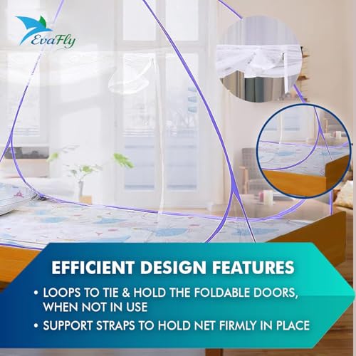 Evafly Mosquito Net for Single Bed | Polyester Strong 30GSM mesh| PVC Coated Corrosion Resistant Steel Wire - Purple - Image 5