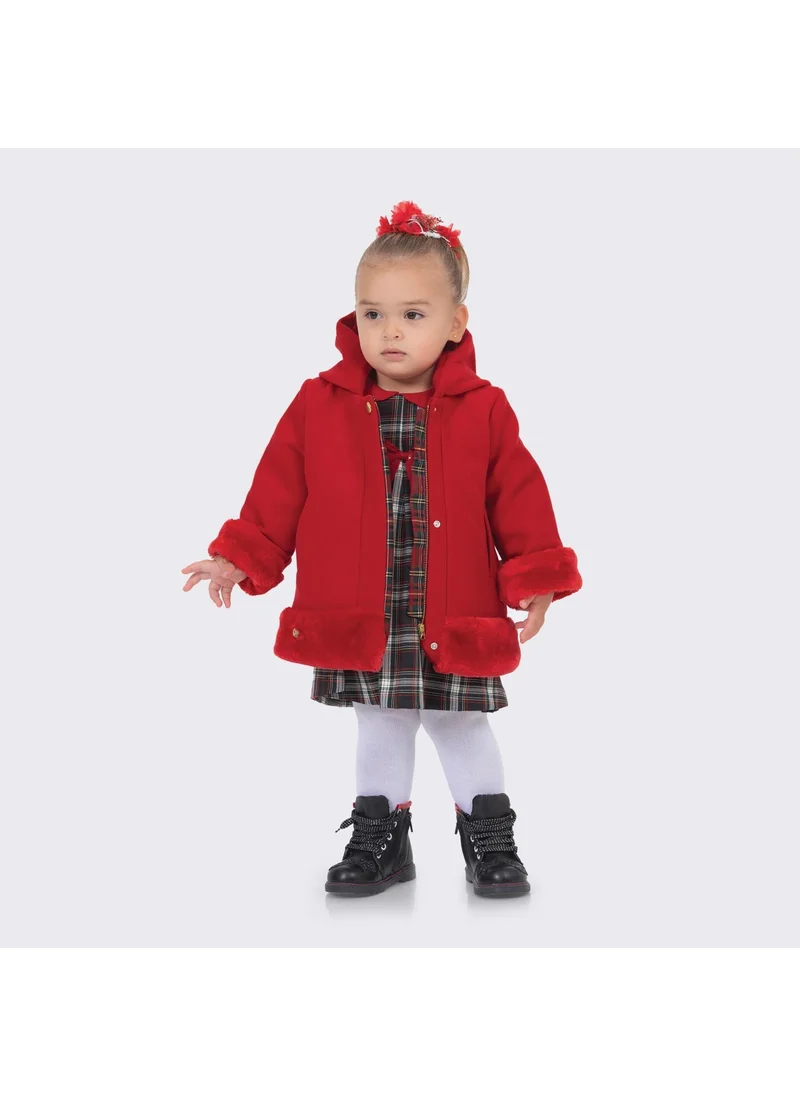 Baby Hola Babyhola Baby Girl Child Cotton Lined Hooded Fur Detailed Kachet Coat Winter 13494