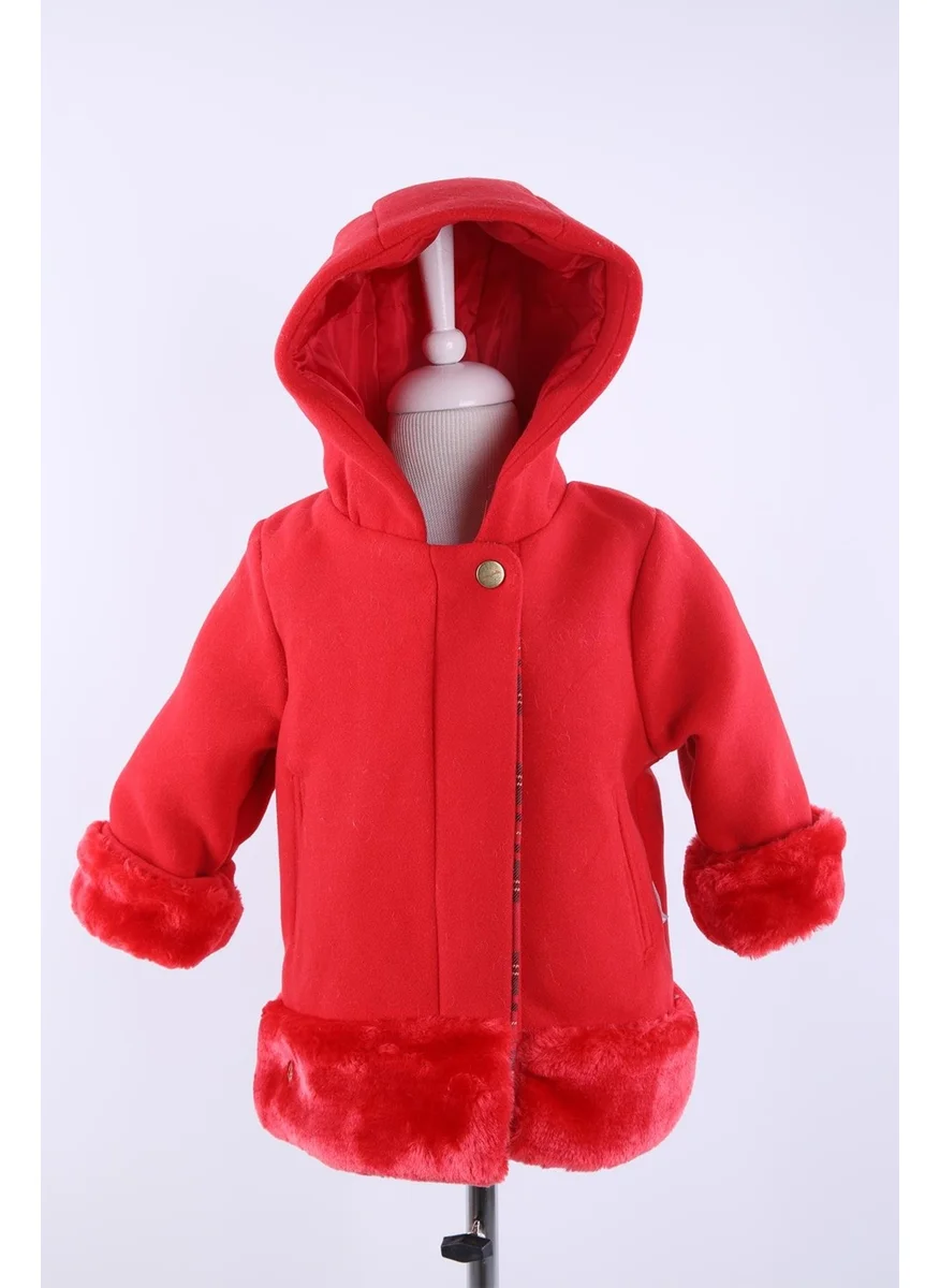 Baby Hola Babyhola Baby Girl Child Cotton Lined Hooded Fur Detailed Kachet Coat Winter 13494