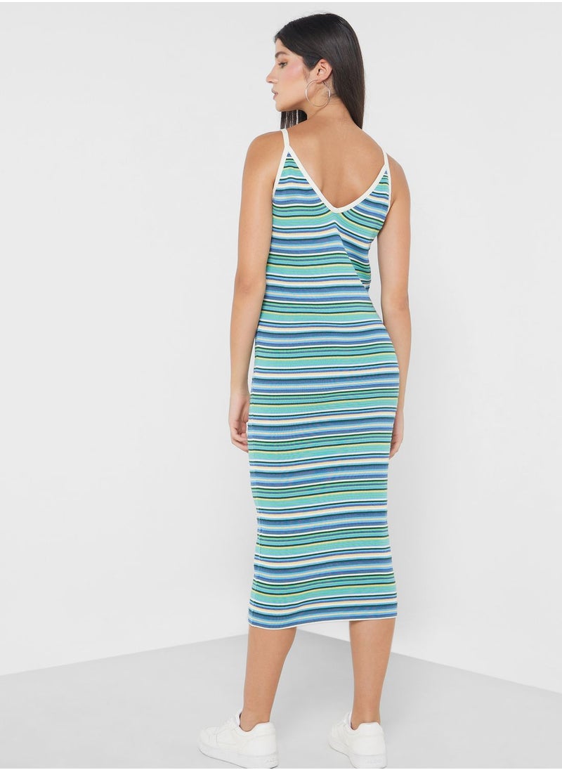 LACOSTE Strappy Striped Cotton Maxi Dress  - Image 2