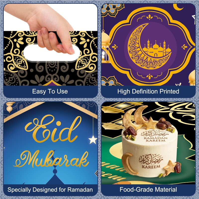 Litmitfu 50 Pcs Ramadan Gift Bags with Handles - Eid Mubarak Goodie Bag, Ramadan Kareem Plastic Goody Candy Cookie Snack Treat Party Favor Bags Bulk for Islamic Muslim Eid Mubarak Party Supplies Favors,4 Style - Image 5
