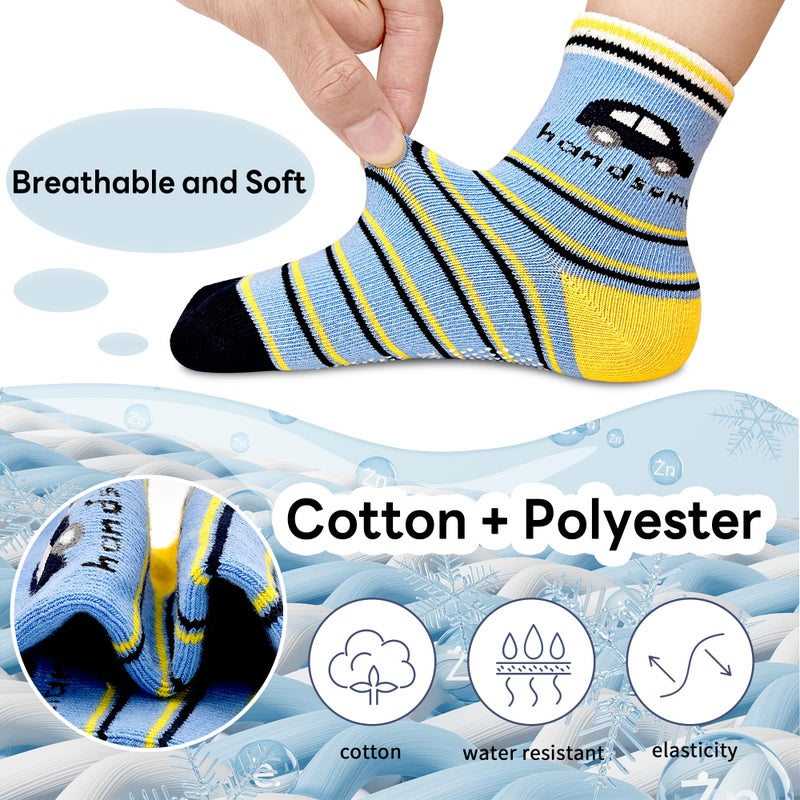 Tphon Non Slip Kids Toddler Socks with Grippers Baby 12 Pairs Anti Skid Socks for Boys Girls for 0-6 Months Children - Image 3