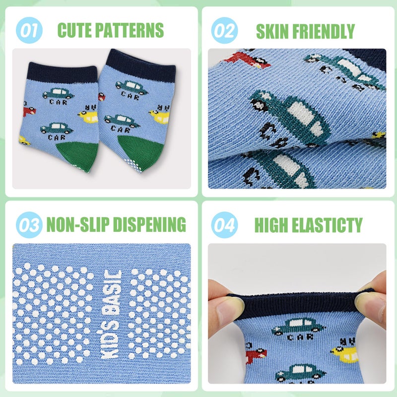 Tphon Non Slip Kids Toddler Socks with Grippers Baby 12 Pairs Anti Skid Socks for Boys Girls for 0-6 Months Children - Image 2