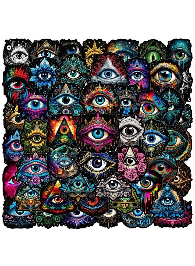 NIBEMINENT 50 Pcs Cool Black Eyeball Deco Kit Waterproof Stickers, High Definition Printing Bright Colors, Suitable for Laptop Skateboard Luggage Water Bottle Guitar DIY - Image 1