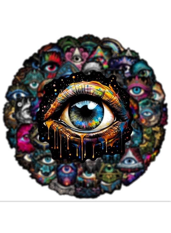 NIBEMINENT 50 Pcs Cool Black Eyeball Deco Kit Waterproof Stickers, High Definition Printing Bright Colors, Suitable for Laptop Skateboard Luggage Water Bottle Guitar DIY - Image 3