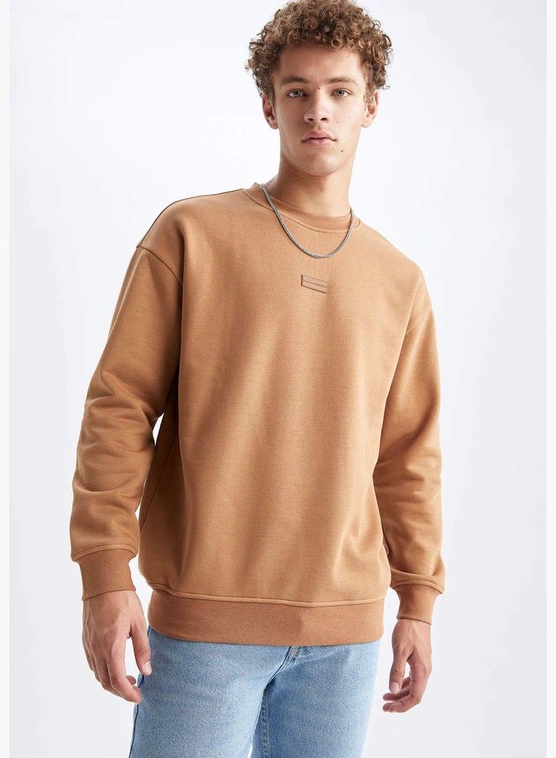 DeFacto Man Boxy Fit Crew Neck Long Sleeve Knitted Sweat Shirt - Image 1