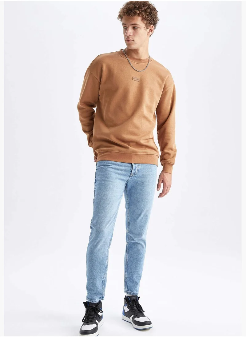 DeFacto Man Boxy Fit Crew Neck Long Sleeve Knitted Sweat Shirt