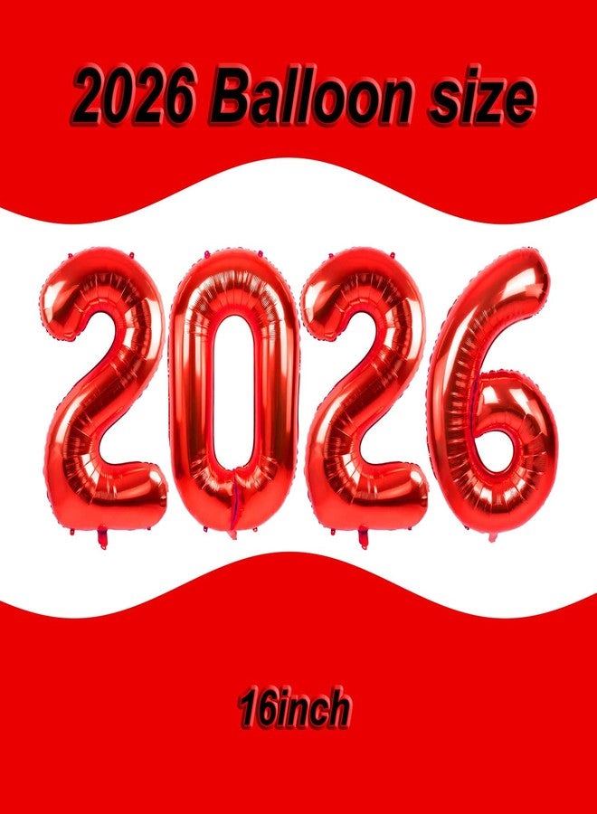 Tagberoy بالونات حمراء لعام 2026، بالونات رقم 2026 مقاس 16 بوصة، بالونات كبيرة برقم 2026 لتزيين حفلات التخرج، بالونات تخرج لعام 2026 لتزيين صفوف عام 2026 - Image 2