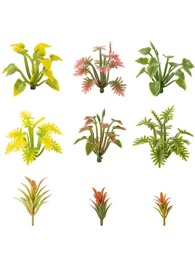 Rileryan 90 Pcs Mixed Model Plants Miniature Plants Mini Model Trees Green Shrubs Bush Model for Train Scenery Railway Sand Military Layout Park Garden Scene - Image 1