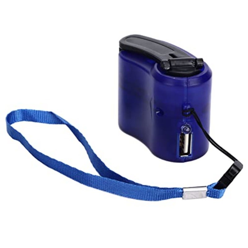 Hand Crank Phone Charger Portable USB Generator for Emergency Power Outdoor Hiking Camping with LED Light for Smartphones and USB Devices Blue - Image 2