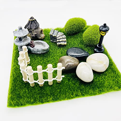 Cayway 26 PCS Outdoor Fairy Garden Miniatures Mini Zen Garden Accessories, Artificial Grass, Model Trees, Terrarium Ornaments, Dollhouse Supplies, Bonsai Decorative Craft Tools Kit - Image 4