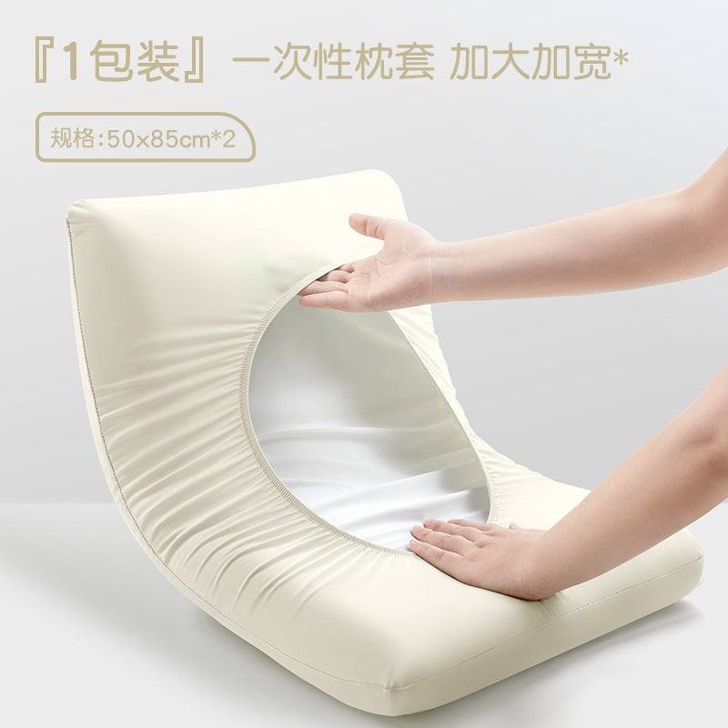 Thickened Disposable Pillow Covers for Travel and Hotels Chestnut rice white 2 pack [sterilized and thickened] 