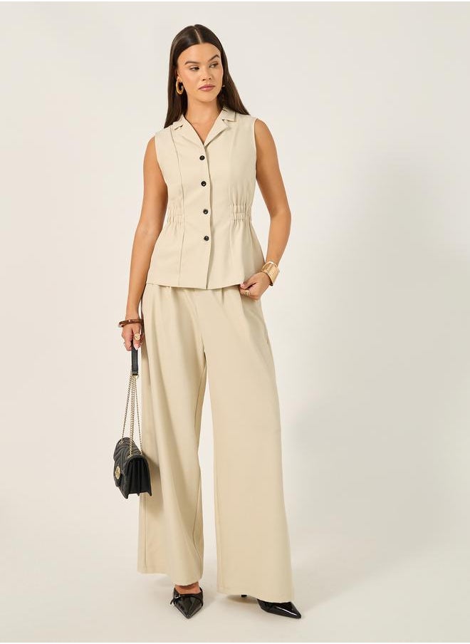 Styli - Solid Notch Lapel Buttoned Top - Image 1