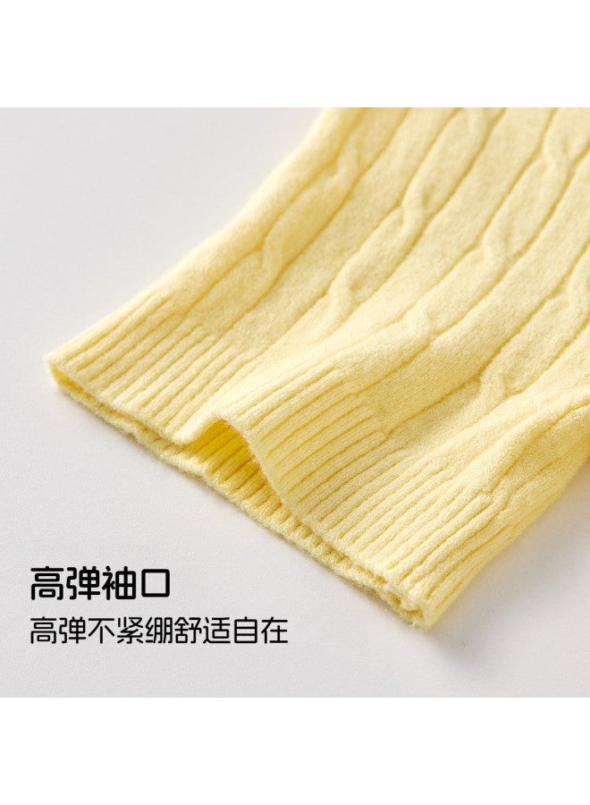 PLANDOO Extra Flatteringwomen'S Knitted Top, Autumn And Spring Style, Korean-Inspired Elegant Cable Pattern Round Neck Sweater - Image 5