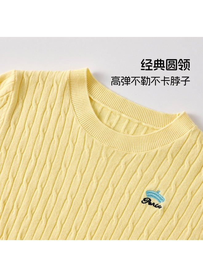 PLANDOO Extra Flatteringwomen'S Knitted Top, Autumn And Spring Style, Korean-Inspired Elegant Cable Pattern Round Neck Sweater - Image 3