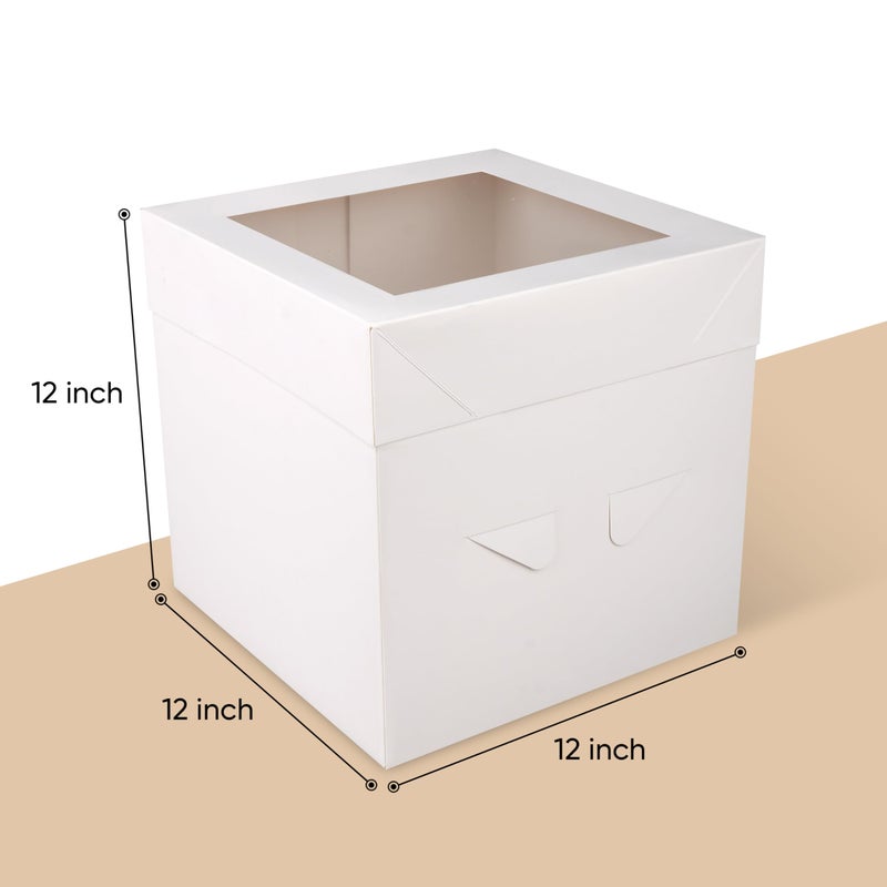 Cakebon Cake Boxes with Boards - 12 Inch Round Cake Drum White (1-pack) - Box With Window for Birthdays, Weddings and Parties - Image 2