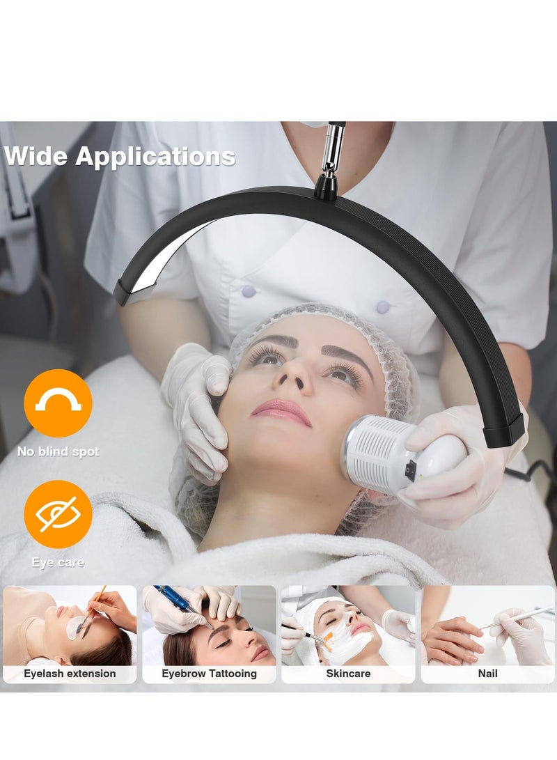 XiuWoo Lash Light for Eyelash Tech with Wheels, LED Half Moon Light for Eyelash Extensions Skincare Tattoo Nail, Adjustable Brightness and Height, Black - Image 2