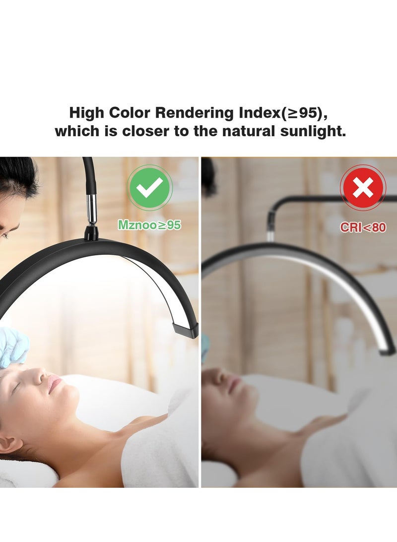 XiuWoo Lash Light for Eyelash Tech with Wheels, LED Half Moon Light for Eyelash Extensions Skincare Tattoo Nail, Adjustable Brightness and Height, Black - Image 3