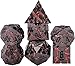 Maywin Cracked Rune Metal Dice Set for DND RPG Dark Fantasy Fractured Design Premium Heavy Metal Polyhedral Dice with Deep Engraved Numbers 7Piece Set Red Infernal Vein - Image 2