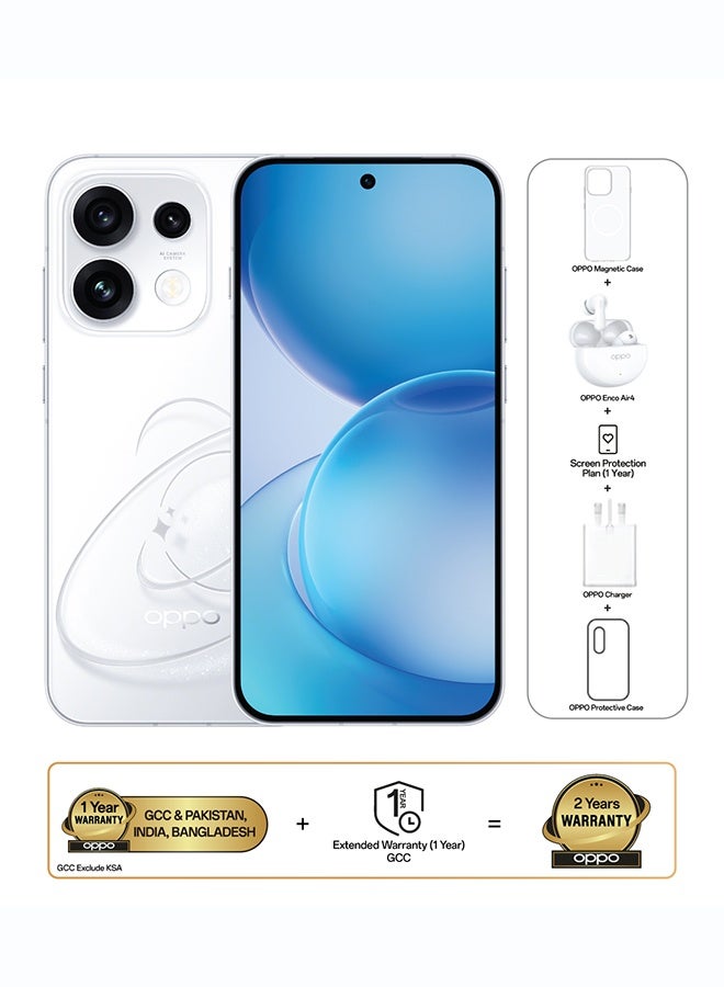 OPPO Reno16 Pro AI Phone Dual SIM 5G Pop White 12GB RAM 512GB With OPPO Enco Air4 + OPPO Magnetic Case - Middle East Version - Image 1