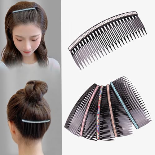 Ruihfas Fashion Women 24 Teeth Hair Comb Pin Clip Double Rows Rhinestone Hair Side Combs 4.72" Length, 5-count - Image 2
