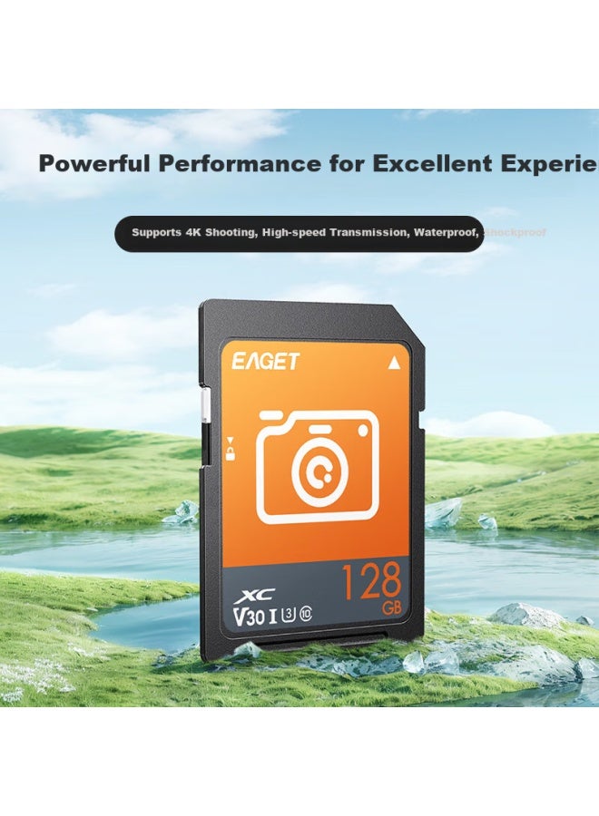 Eaget 128gb Sd Memory Card U3 C10 4k V30 Camera Storage Card, Read Speed 200mb/s, Write Speed 90mb/s, Mirrorless/dslr Camera Memory Card - Image 1