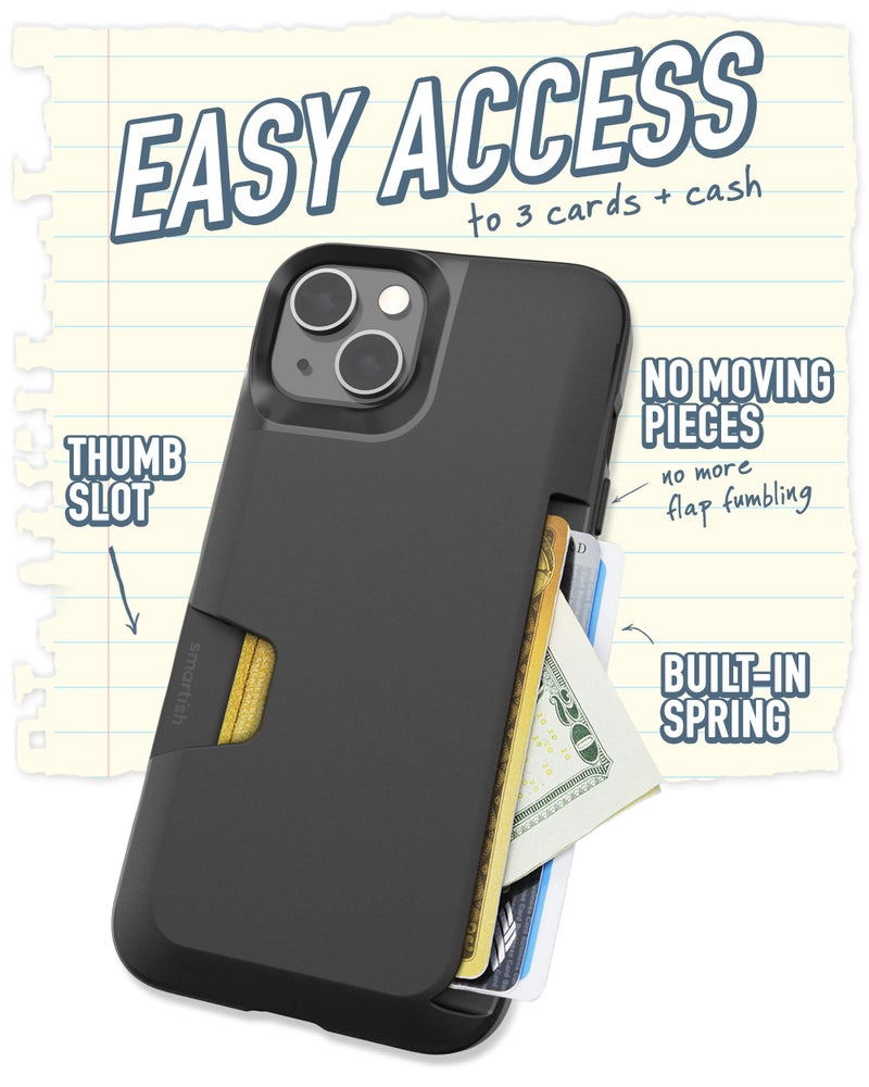 SmartishÂ® iPhone 13 Wallet Case - Wallet Slayer Vol. 1 [Slim + Protective] Credit Card Holder - Drop Tested Hidden Card Slot Cover Compatible with Apple iPhone 13 - Black Tie Affair - Image 2