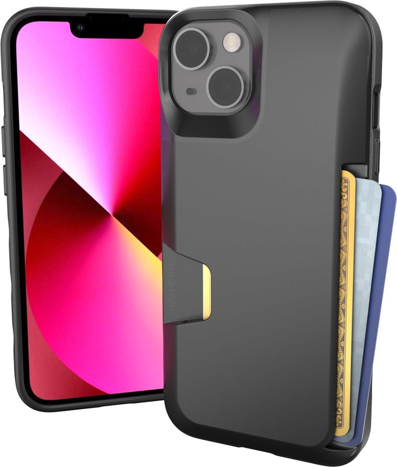 SmartishÂ® iPhone 13 Wallet Case - Wallet Slayer Vol. 1 [Slim + Protective] Credit Card Holder - Drop Tested Hidden Card Slot Cover Compatible with Apple iPhone 13 - Black Tie Affair - Image 1
