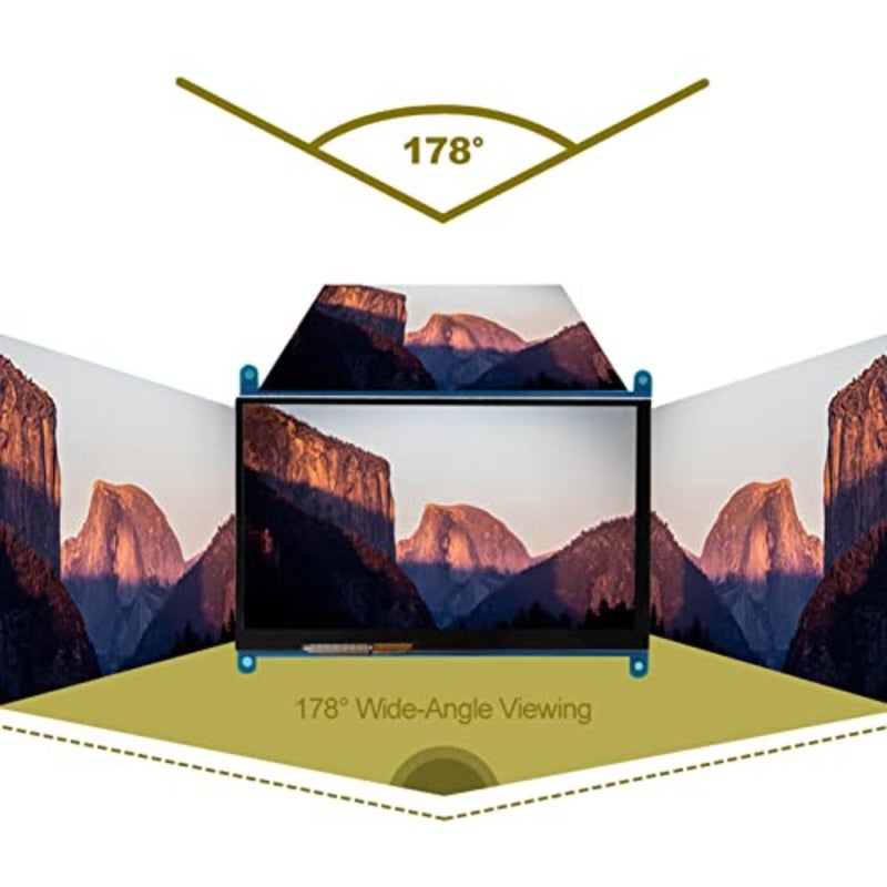 شاشة لمس 7 بوصة لـ RPi 3 Gen، 2 Gen، 1 Gen، 1024x600 Ultra HD، شاشة لمس سعوية HDMI، غطاء بلاستيكي، أسود، تصميم نحيف - Image 3