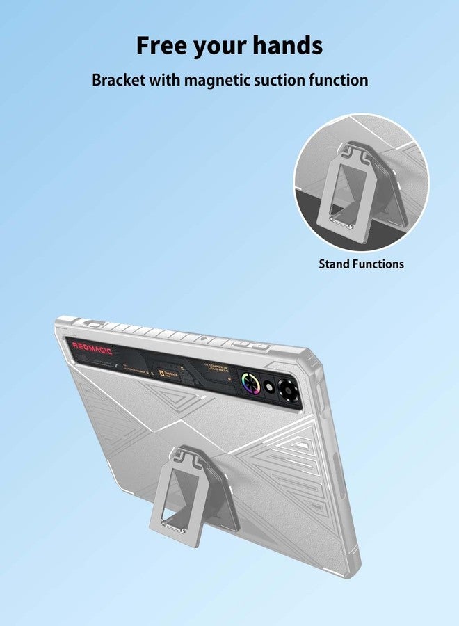 NOUKAJU جراب NOUKAJU لجهاز REDMAGIC Astra وجهاز الألعاب اللوحي 3 Pro مقاس 9.06 بوصة، تصميم نحيف، مقاوم للصدمات والخدوش، مزود بحامل قابل للطي، لون أبيض - Image 4