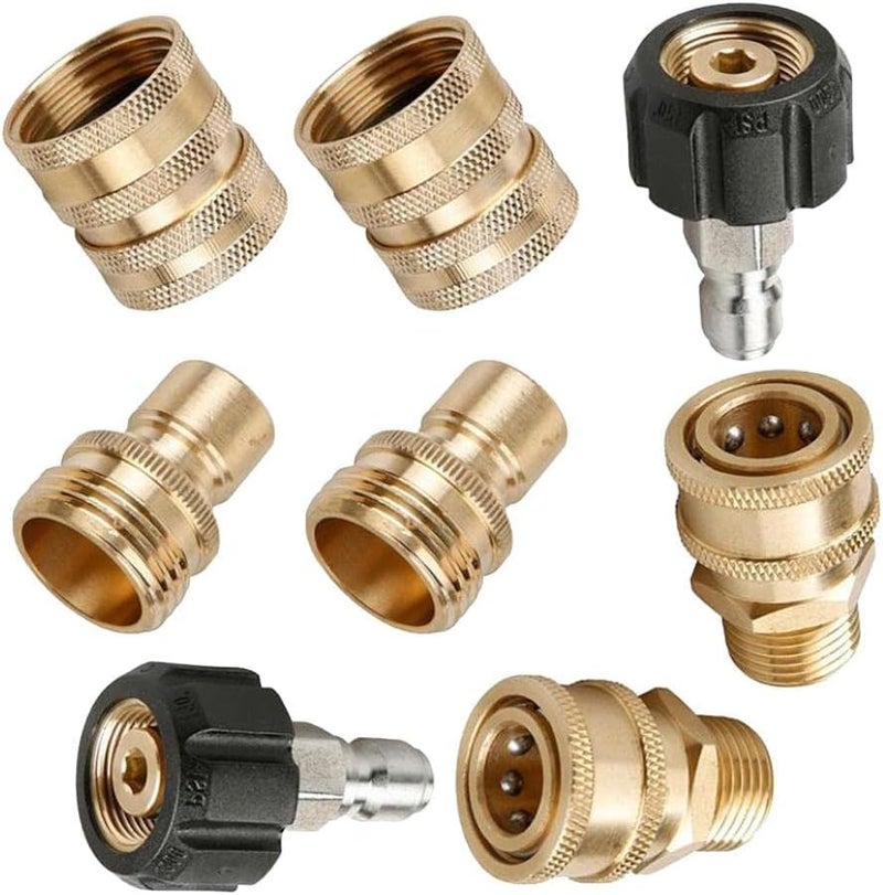 كلاراكو مجموعة محولات غسالة الضغط (8 قطع)، طقم توصيل سريع، من M22 إلى 3/8 بوصة توصيل سريع، ومن 3/4 بوصة إلى وصلة سريعة الفك - Image 1