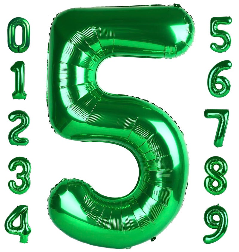 Mluchee Balloon Numbers 40 Inch 5 Ballon for 5th Birthday Decorations, 15 25 35 50 Big Dark Green Number Balloons for Wedding Photo Shoot Party Decor - Image 1