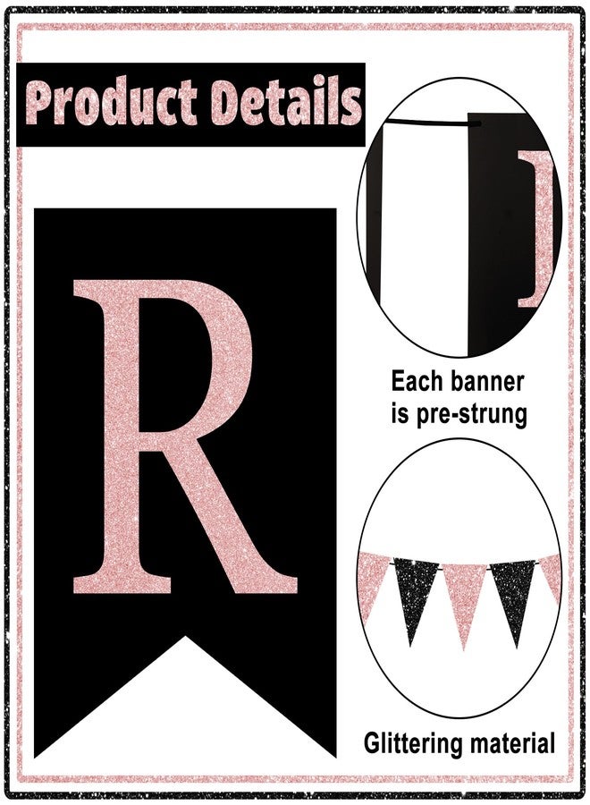 Maniaacer Happy Retirement Banner Rose Gold and Black Retirement Banner Glittery Pennant Flags Circle Dot Garland Retirements Party Decorations for Women Retirements Goodbye Farewell Going Away Party Decor - Image 3